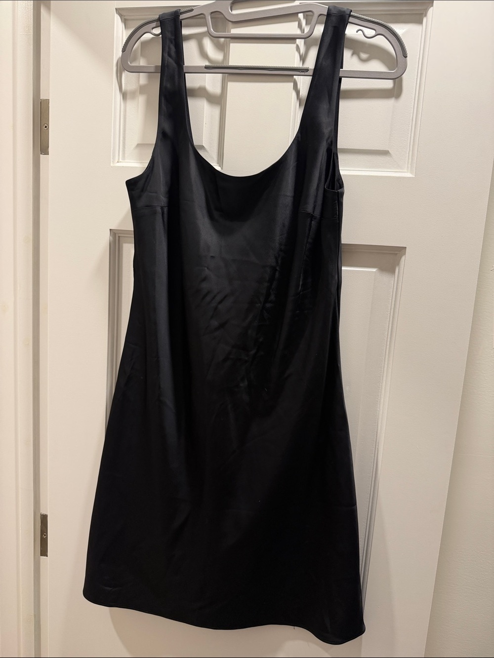 Abercrombie & Fitch Black Satin Scoop Slip Dress